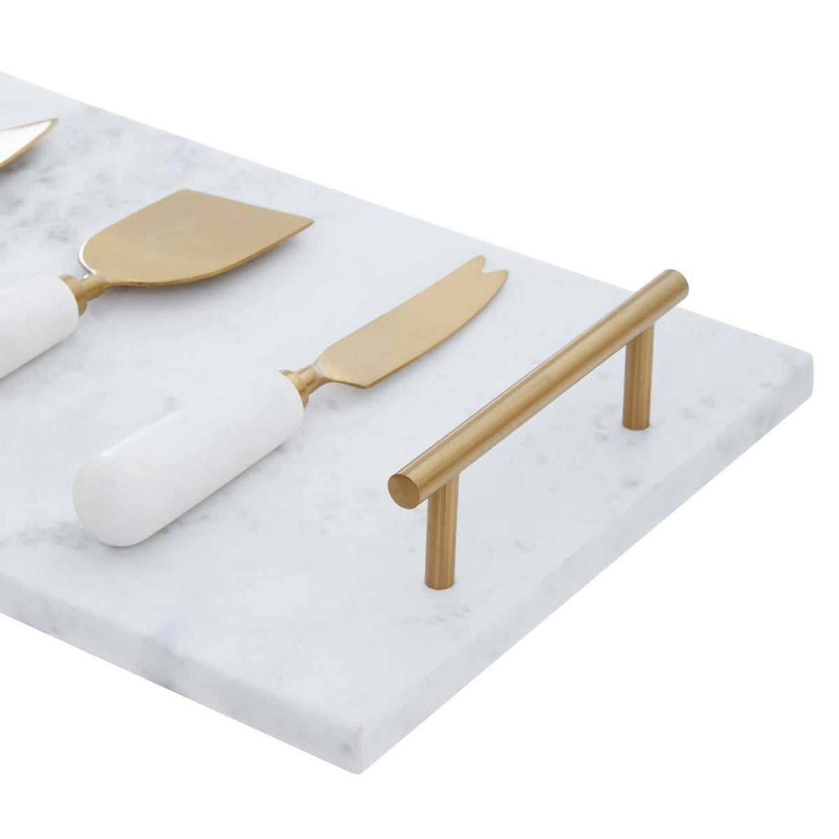 Noa White and Gold Cheese Board and Knife Set