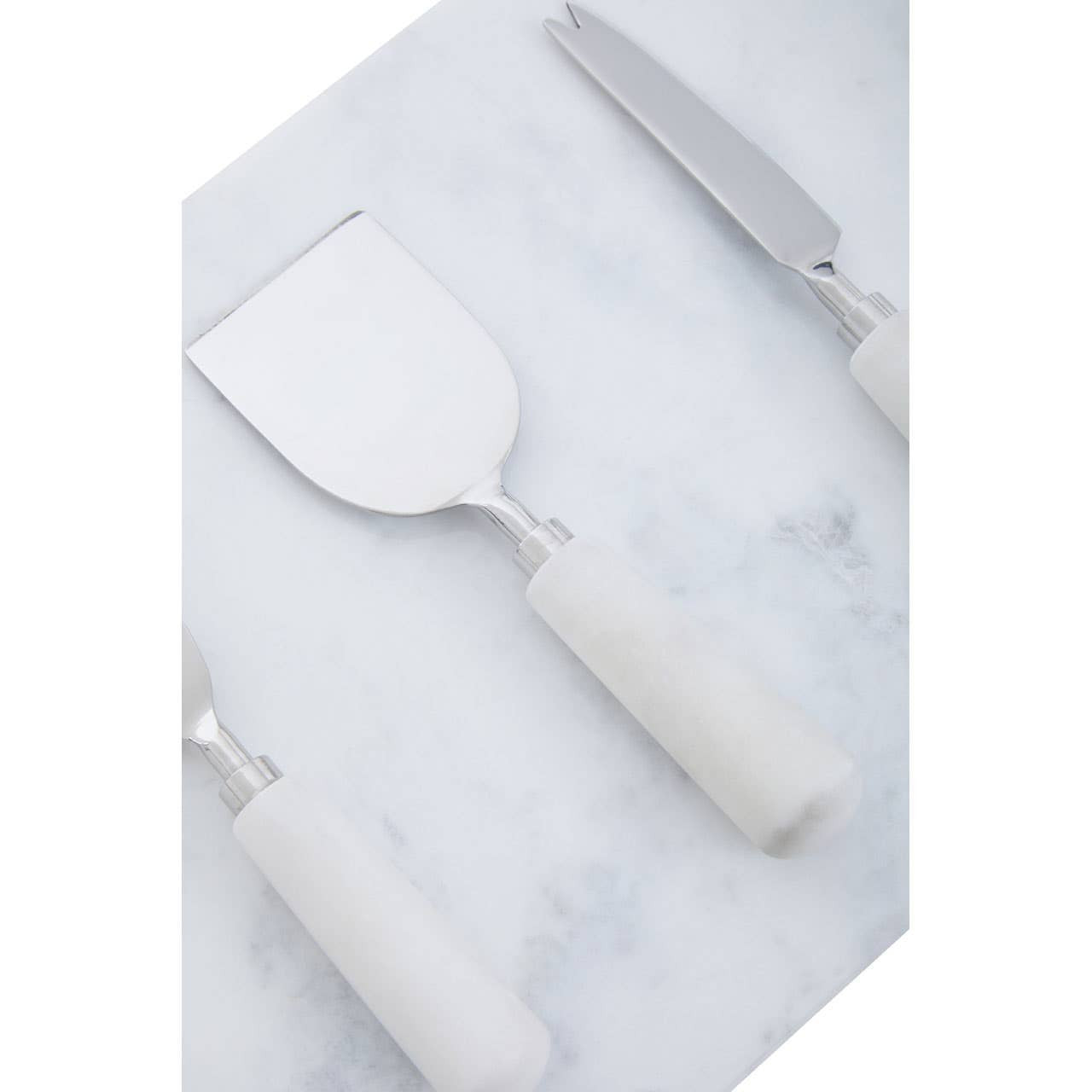 Noa White Marble Cheese Board and Knife Set