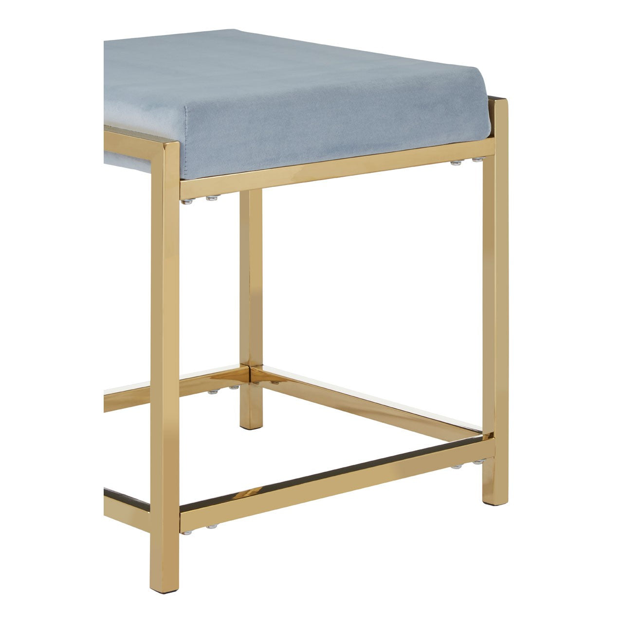 Chimes - Athena Grey Velvet Gold Finish Stool