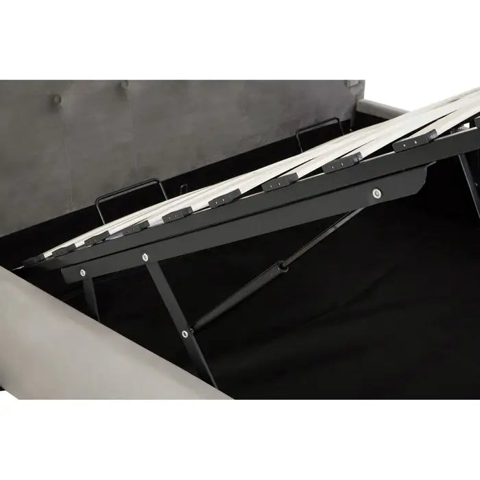 Chimes - Beatrix Grey Brush Velvet Ottoman Kingsize Bed