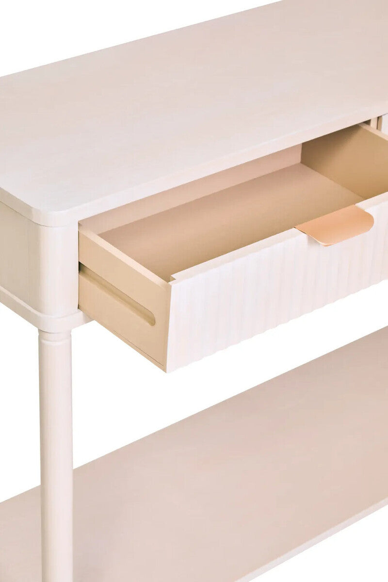 Harley Two Drawer Reed Detail Taupe Wood Console Table
