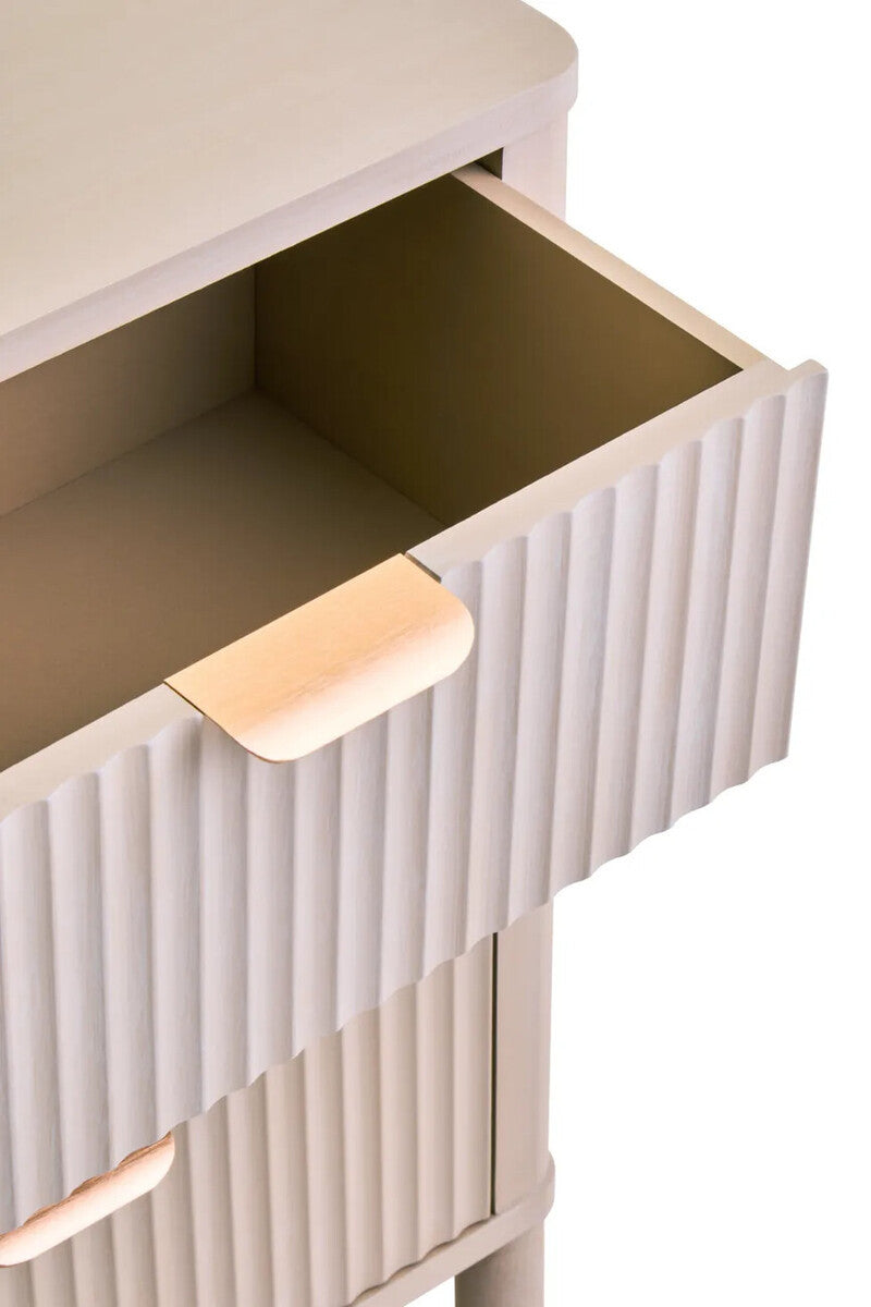 Harley Reed Detail Taupe Finish Three Drawer Chest