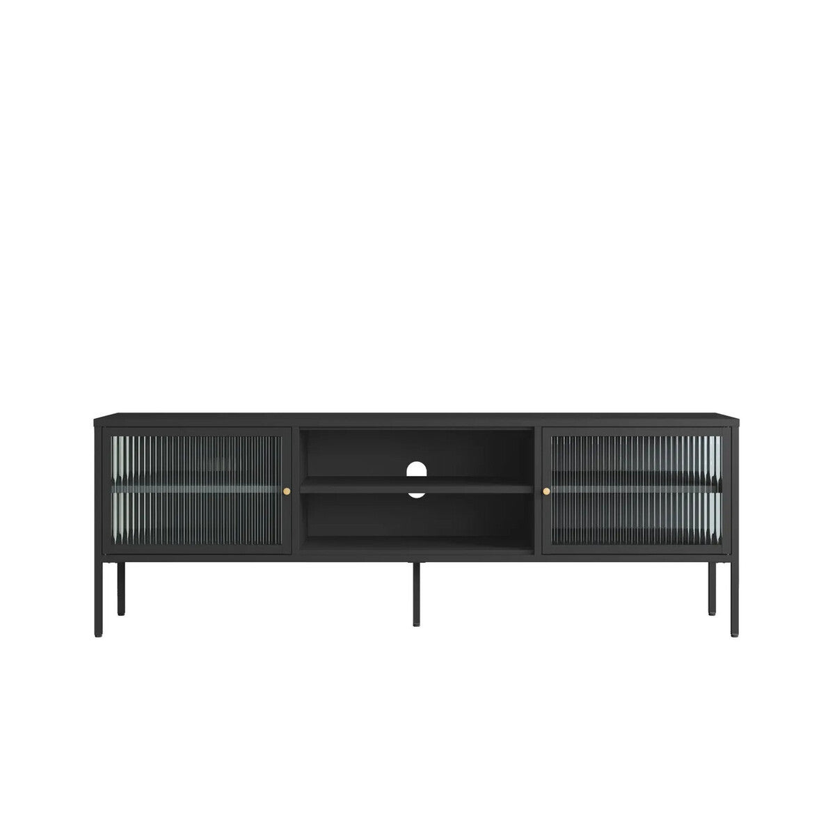 Ari Black Metal and Fluted Glass Door Media Unit