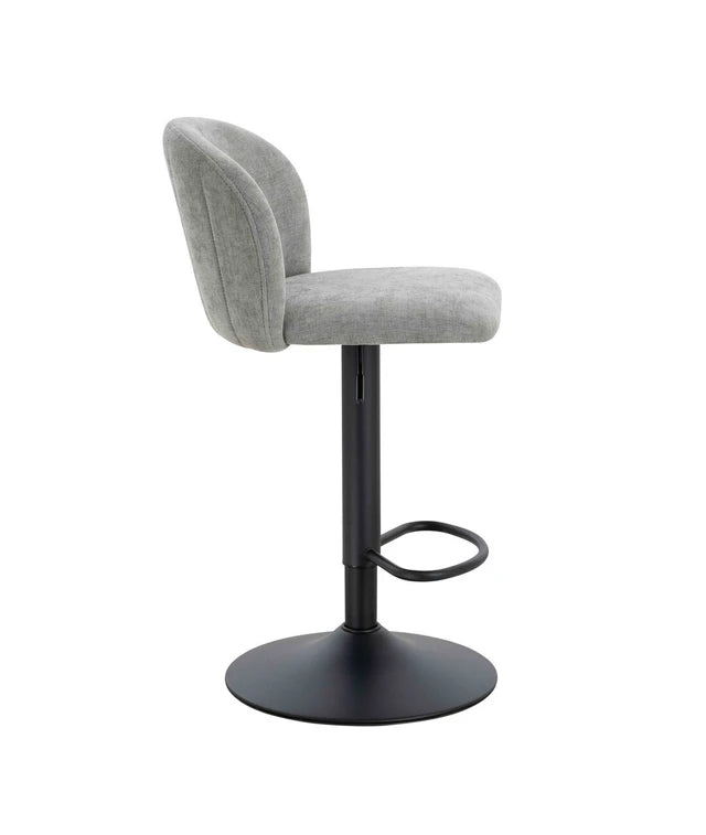 Montana Set of 2 Light Grey Textured Fabric Curved Bar Chairs