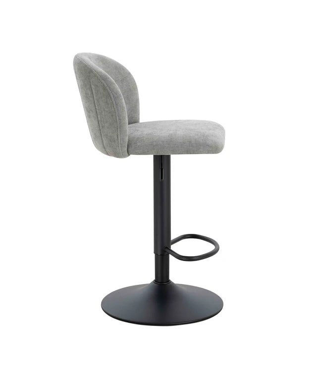 Montana Set of 2 Light Grey Textured Fabric Curved Bar Chairs