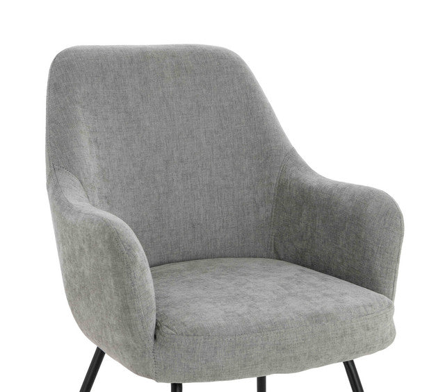 Sande Set of 2 Light Grey Textured Fabric Dining Chairs with Arms