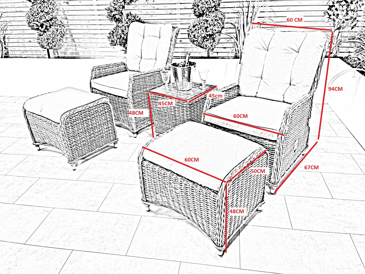 Chimes - Stone Grey Amore Reclining Lounge Set