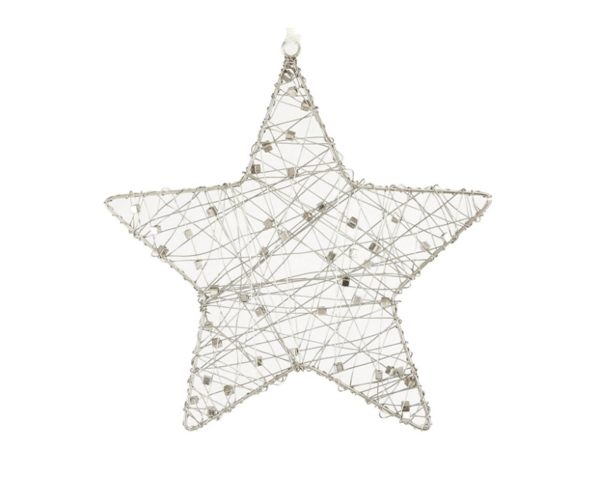 Large silver wire star christmas tree decoration
