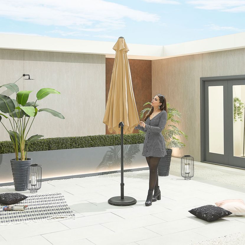 Chimes Antigua Aluminium 3m Round Parasol - Beige