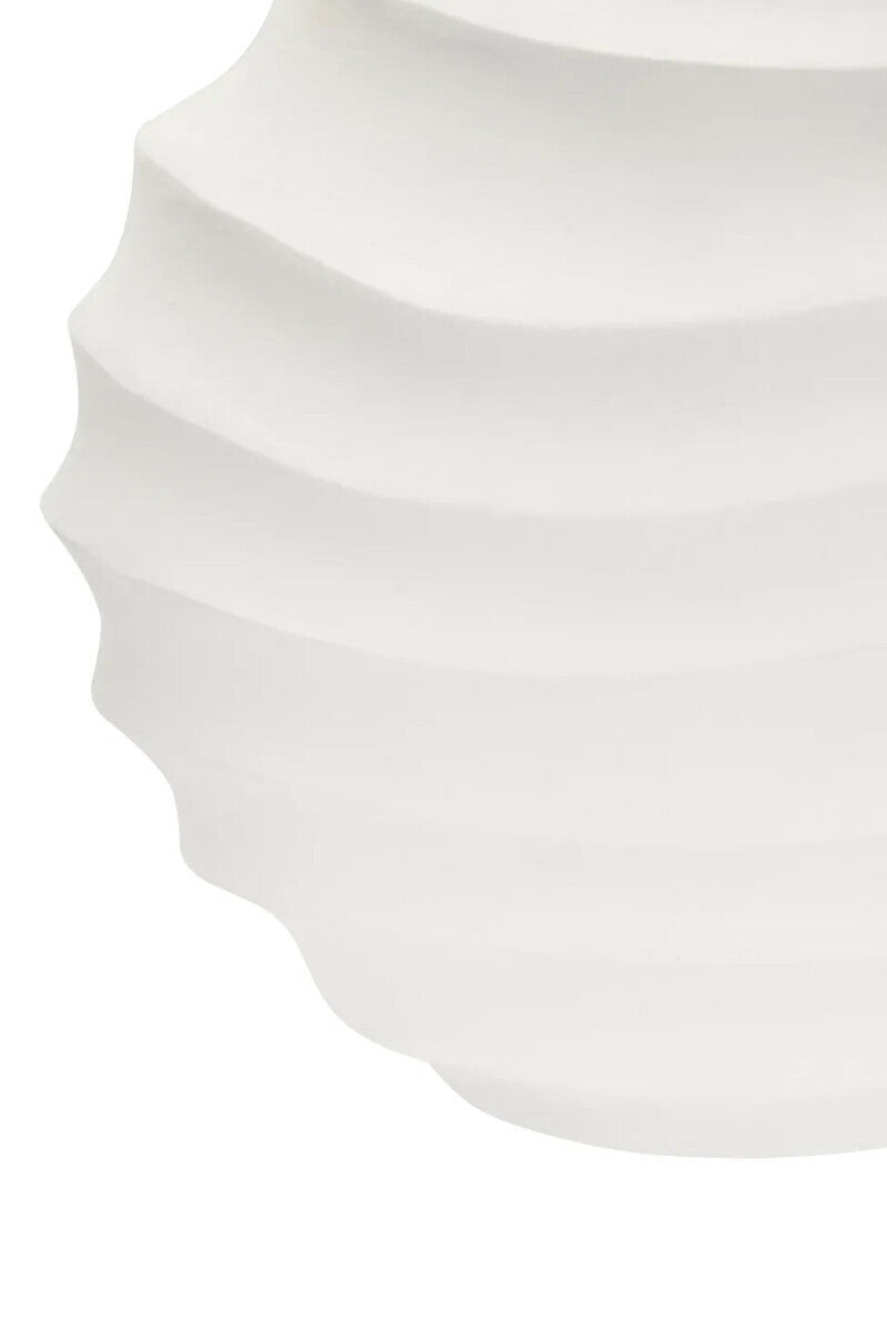 Nira Small Ivory Finish Rippled Round Vase