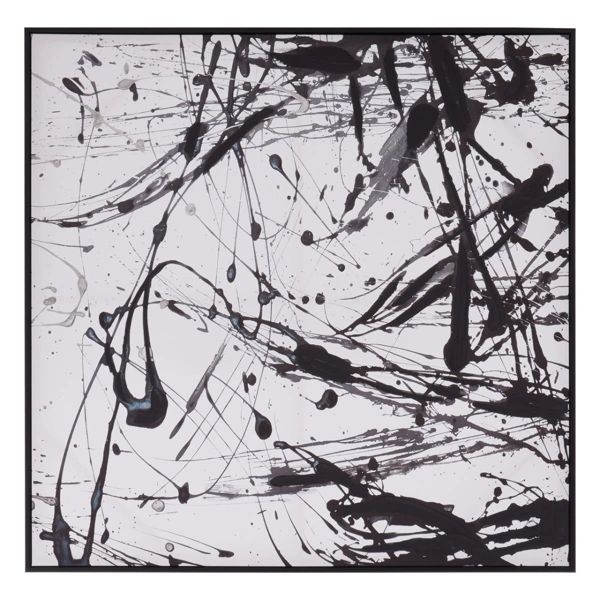 Astratto Black and White Abstract Splatter Square Wall Art