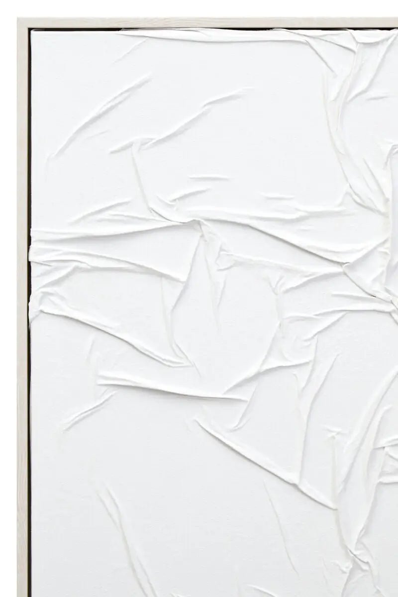 Ainsley Canvas White Pleated Fabric Hand Painted Wall Art