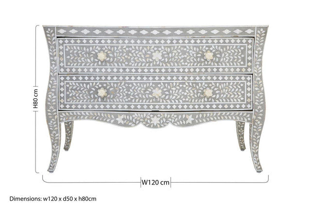 Fia Chest of 2 Drawers with Mother of Pearl Inlay