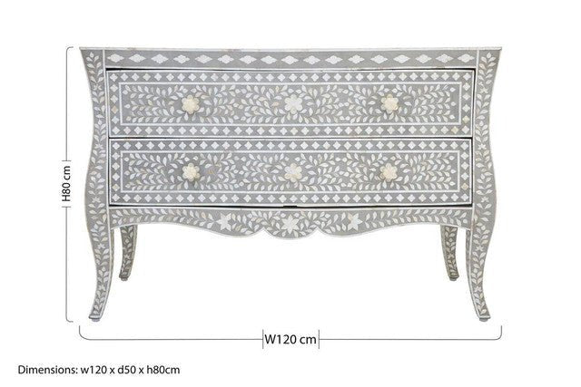 Fia Chest of 2 Drawers with Mother of Pearl Inlay