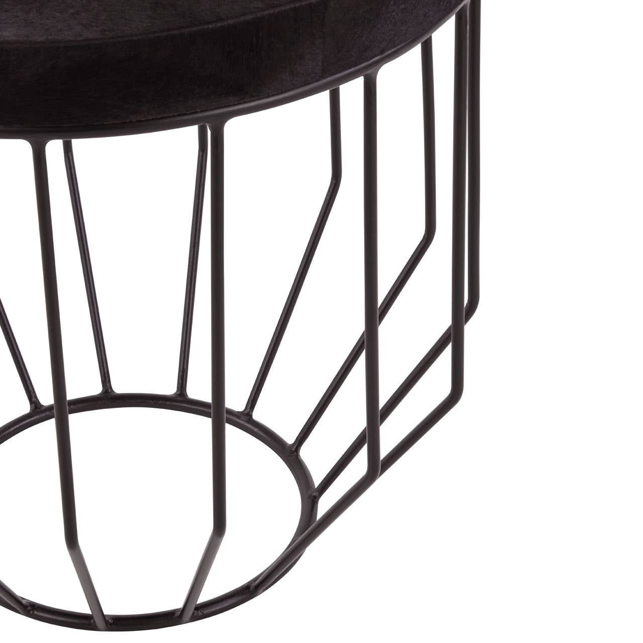 Chelsea Townhouse Hair On Hide Top Round Side Table - Black