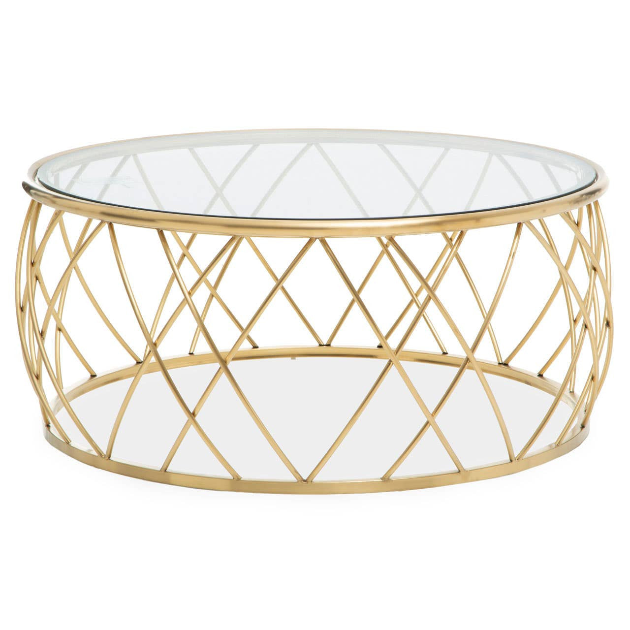 Arron Gold Round Coffee Table with Clear Glass