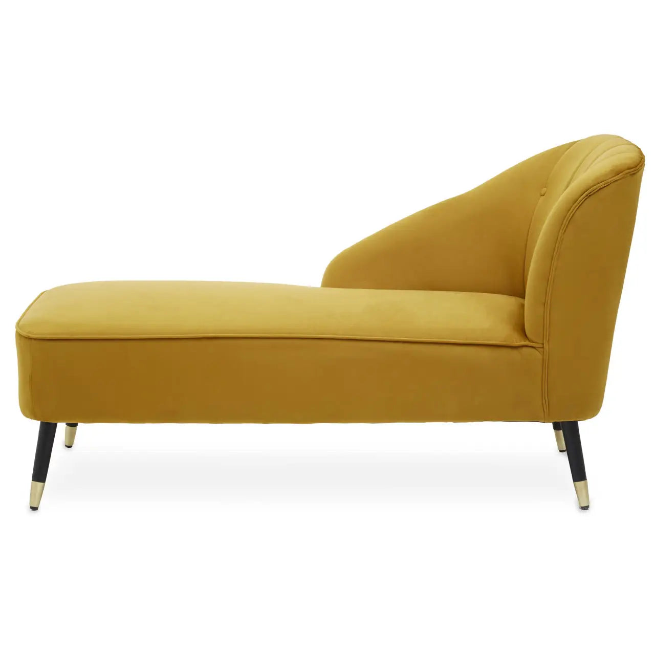 Beatrice Mustard Velvet Chaise Lounge