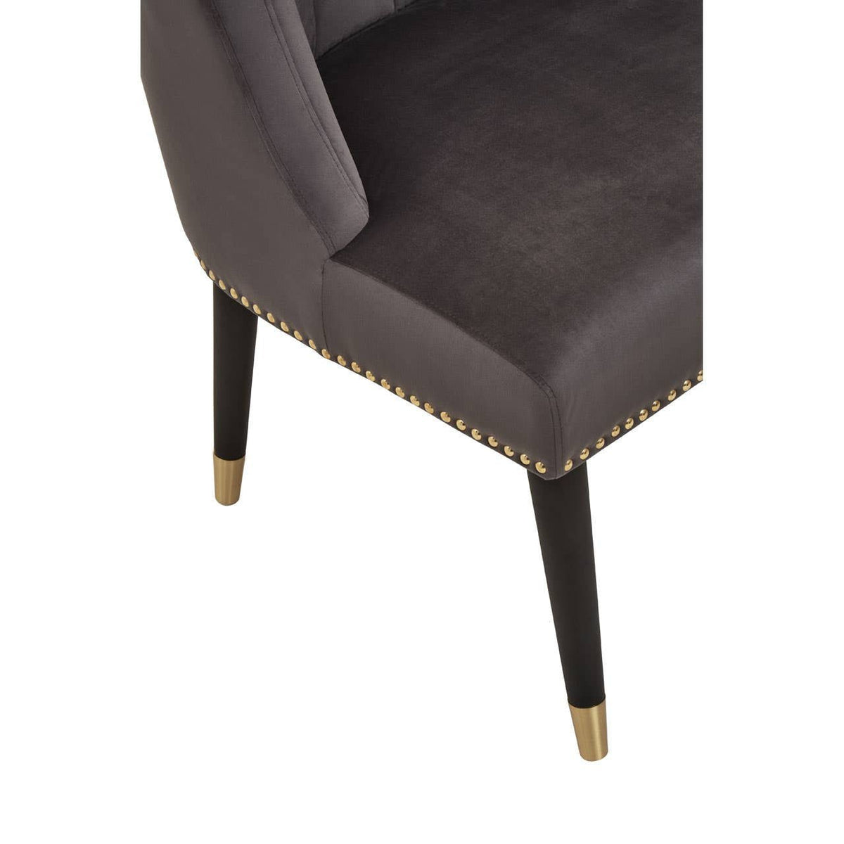 Caro Grey Velvet Dining Chair With Black Legs