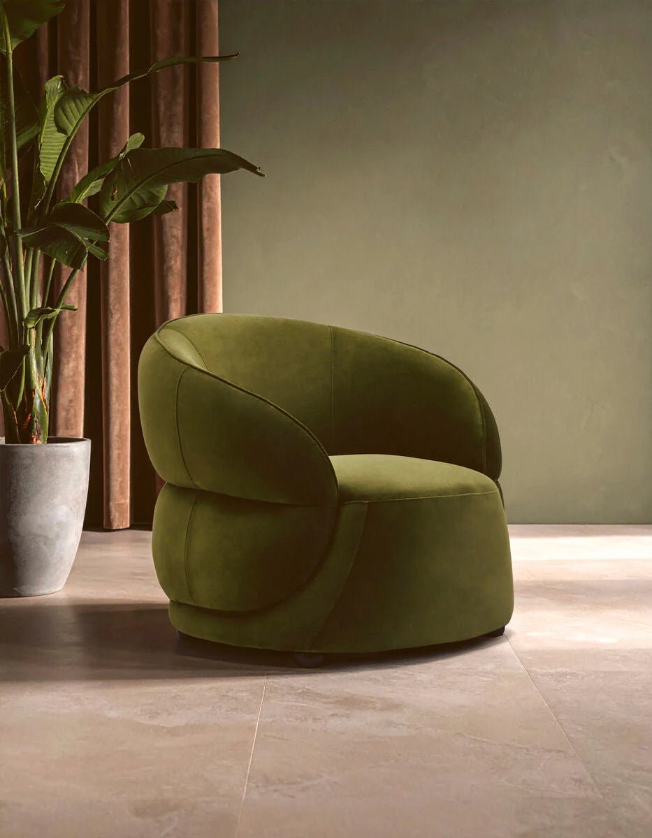Farrah Forest Green Curved Velvet Chair