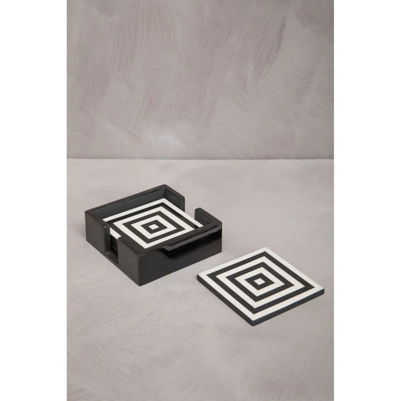 Monochrome Coasters In Holder