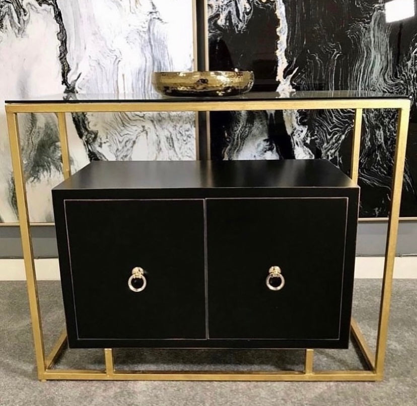Aurora Gold & Black Suspended 2 Door Cabinet