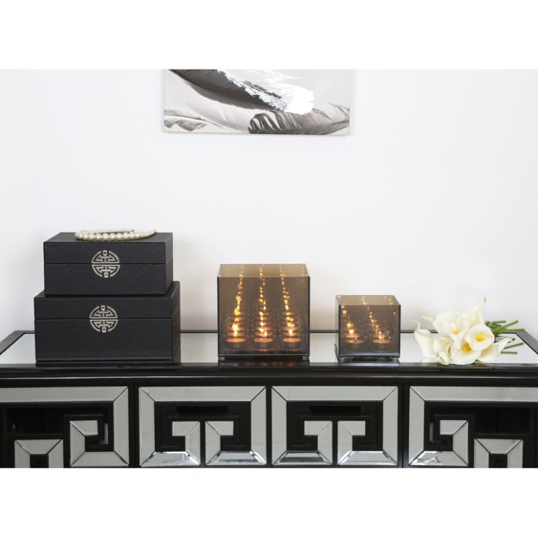 Chimes - Set of 2 Black Faux Leather Jewellery Boxes