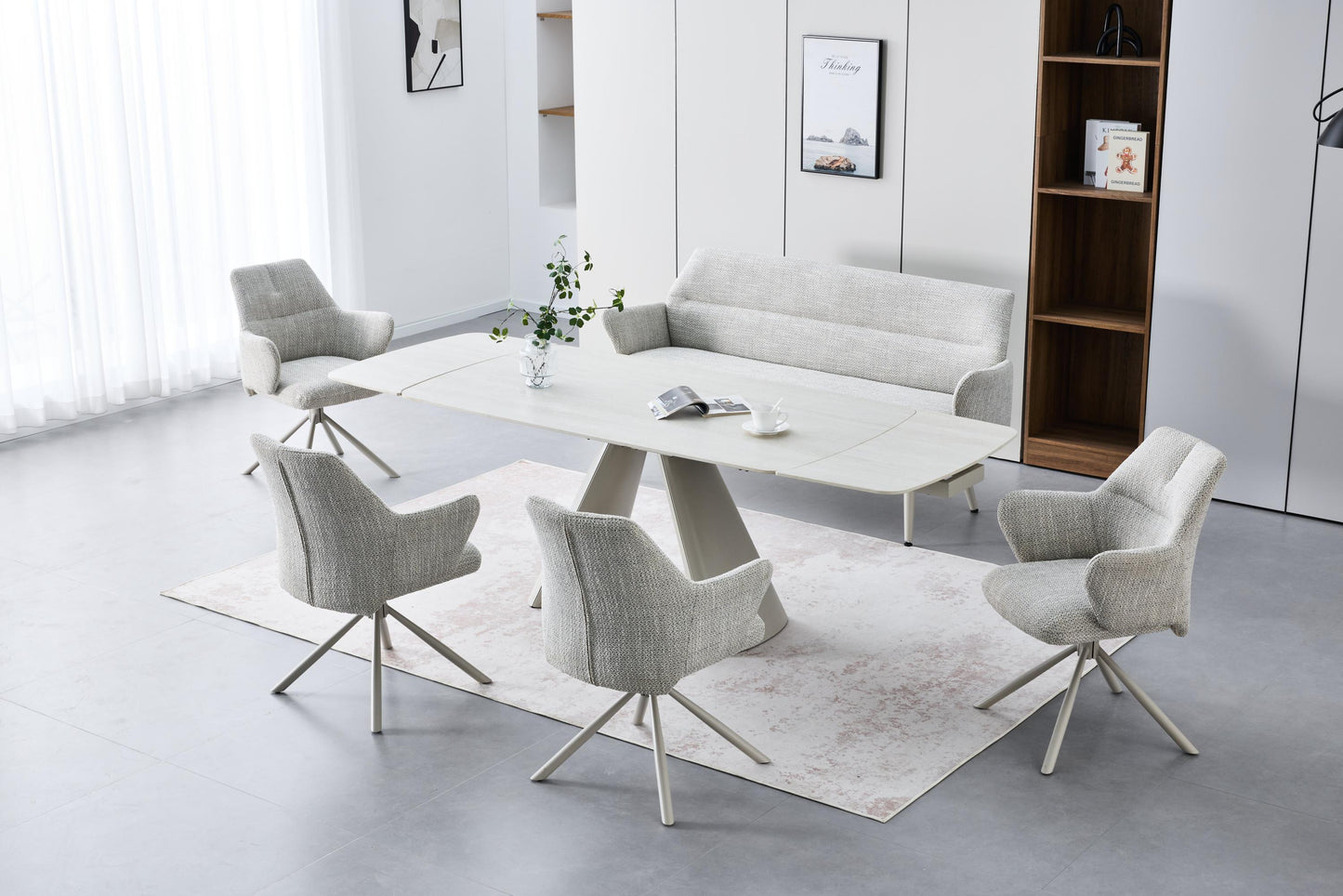 Genoa 2.4m Extending Dining Set with 4 Modena Chairs & Bench