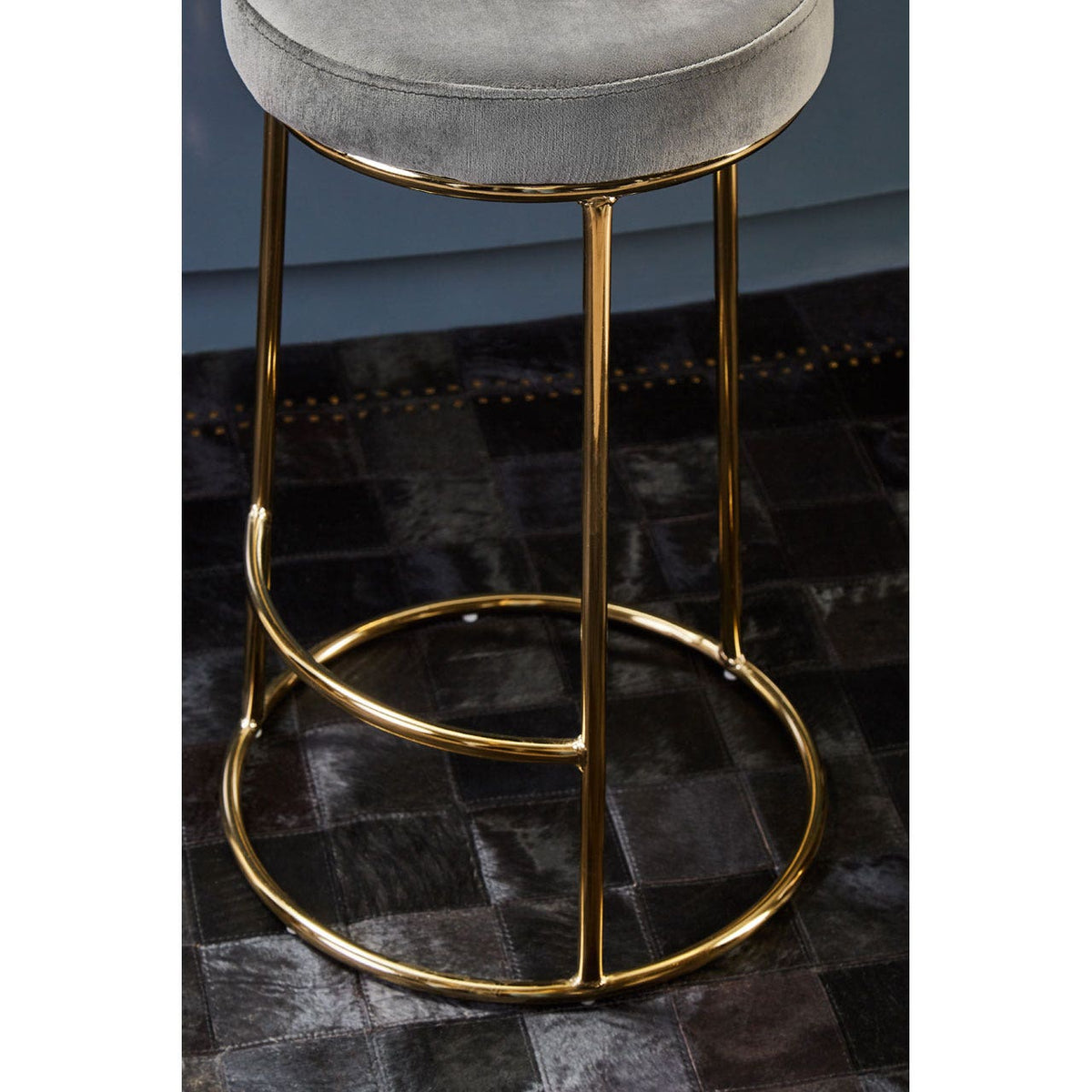 Chimes - Aurora Grey Velvet Bar Stool