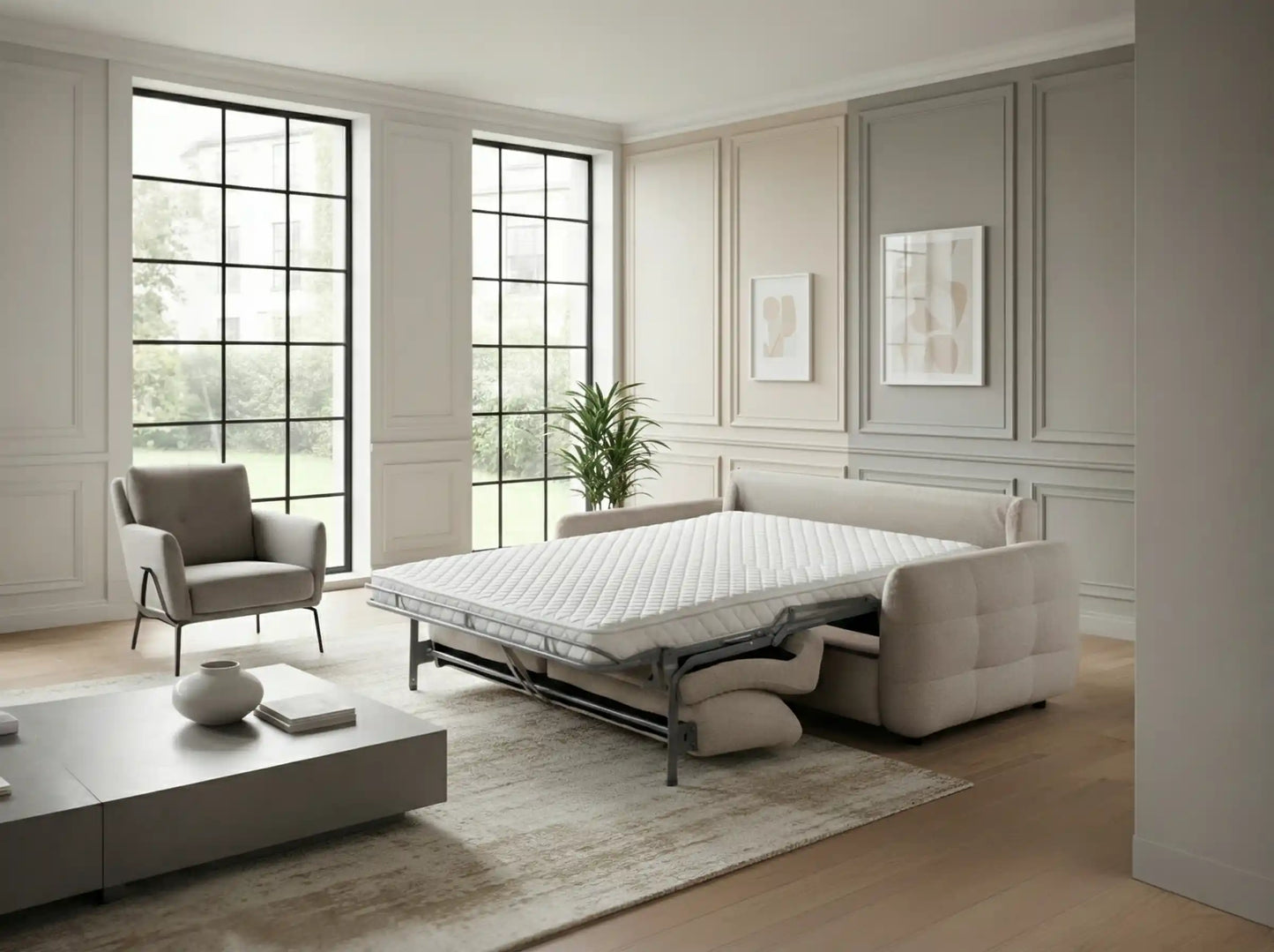 Rhodes Sofa Bed Grey 3 Seater - Grey