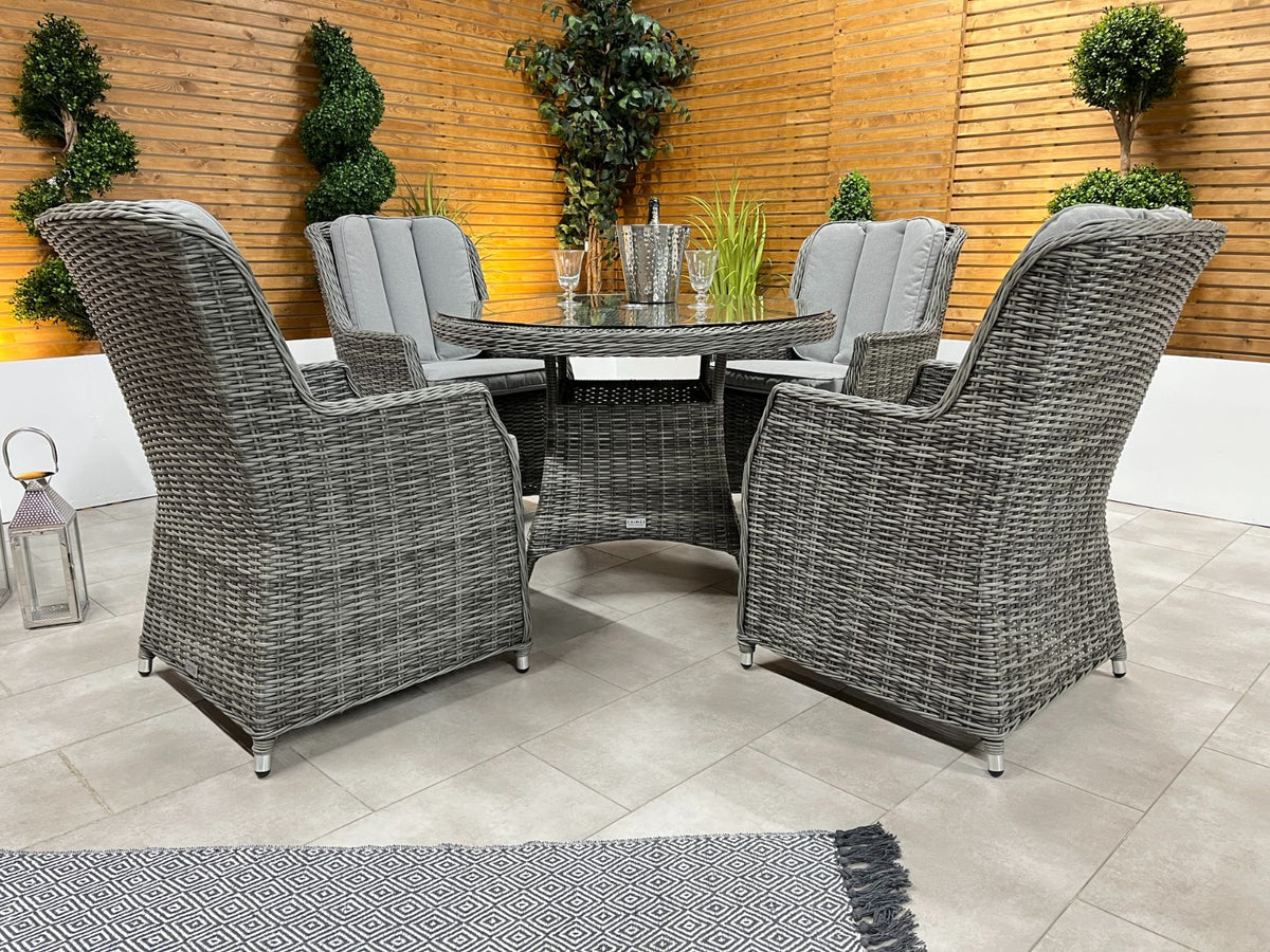 Chimes - Prestige Grey Madrid 4 Seat Dining Set - 1.05m Round Table