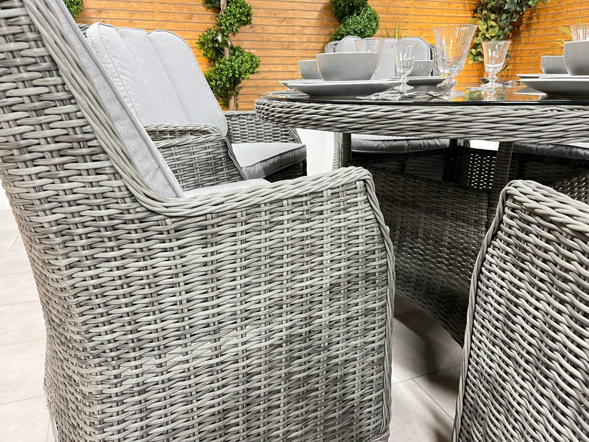 Chimes - Prestige Grey Madrid 6 Seat Round Dining Set - 1.35 Meter Round Table - LOW STOCK