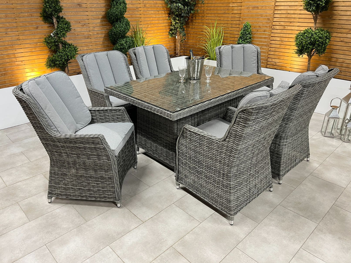 Chimes - Prestige Grey Madrid 6 Seat Rectangular Dining Set - 1 Meter x 1.5 Meter Rectangular Table
