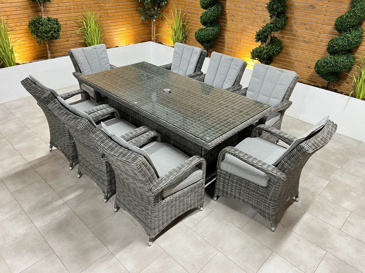 Chimes - Prestige Grey Valencia 8 Seat Rectangular Dining Set - 1 Meter x 2 Meter Rectangular Table
