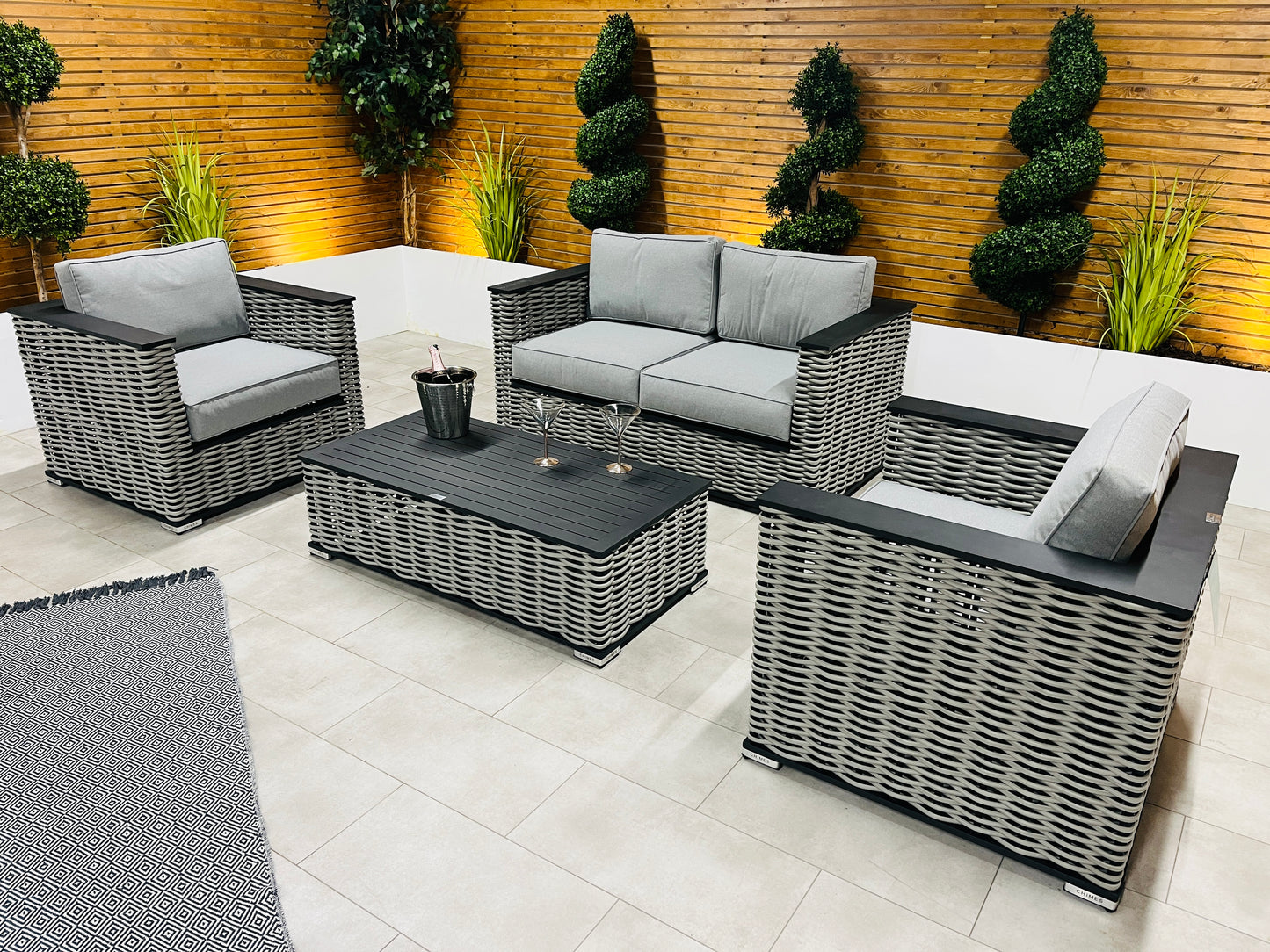 Chimes - Monaco Aluminium 2 Seat Sofa Set with Coffee Table - Rope Weave