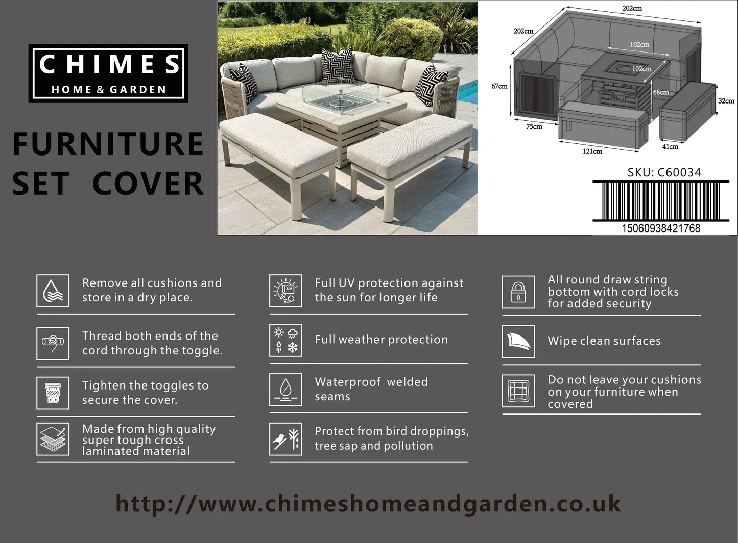 Cover Pack For Portofino Compact Corner Firepit Set