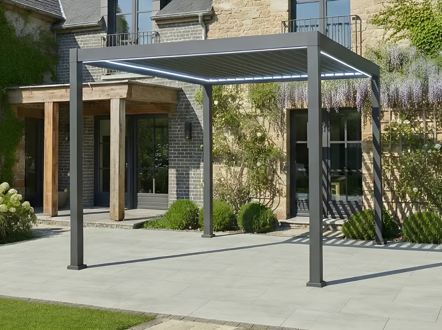 Rivaro 3m x 3m Solar LED Pergola + 4 Screens Big Save Bundle