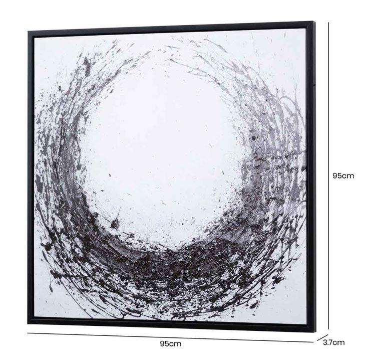 Black and White Framed Embellished Canvas in Frame
