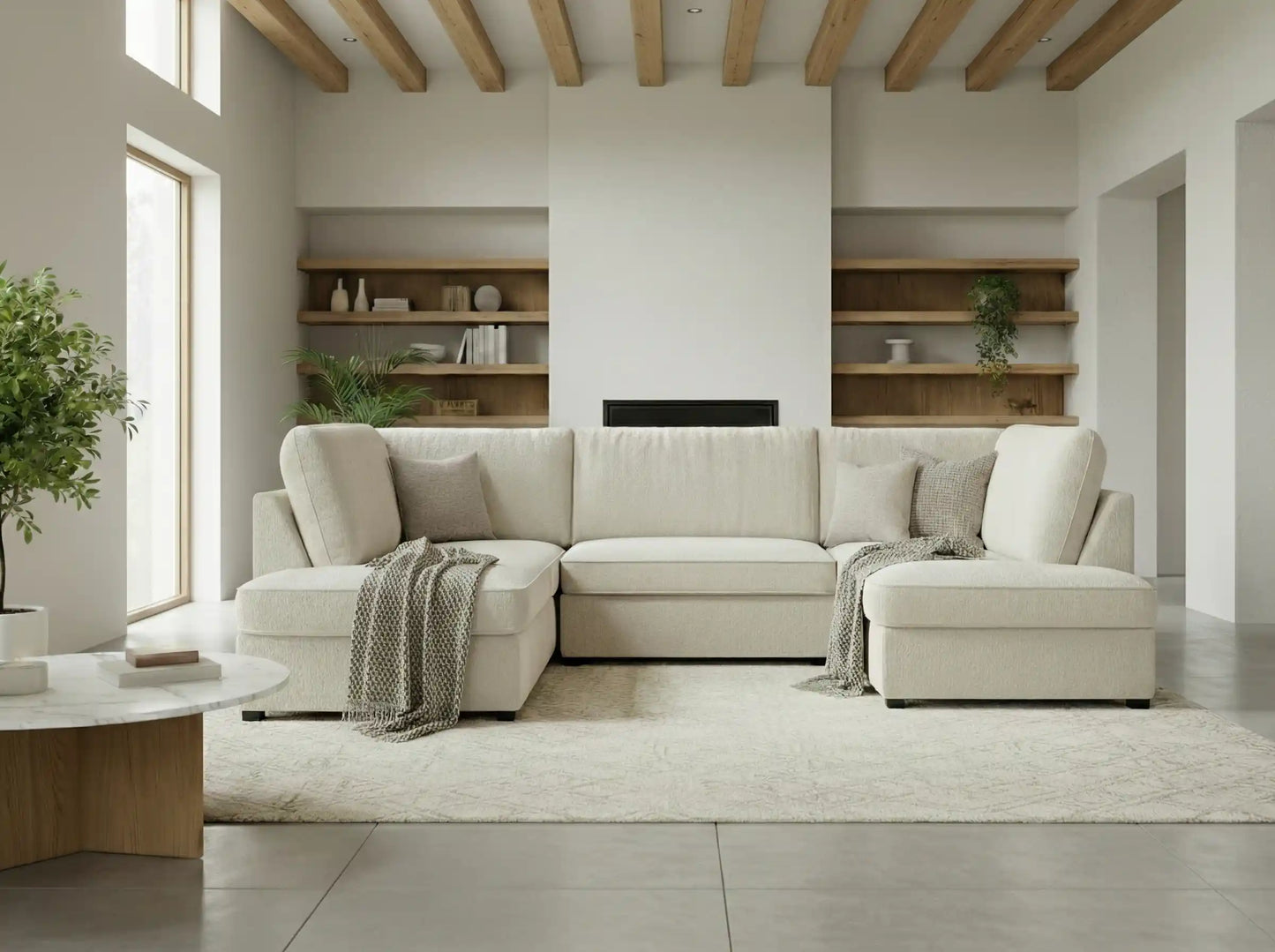 Skyler Sofa Boucle Beige U Shape Corner