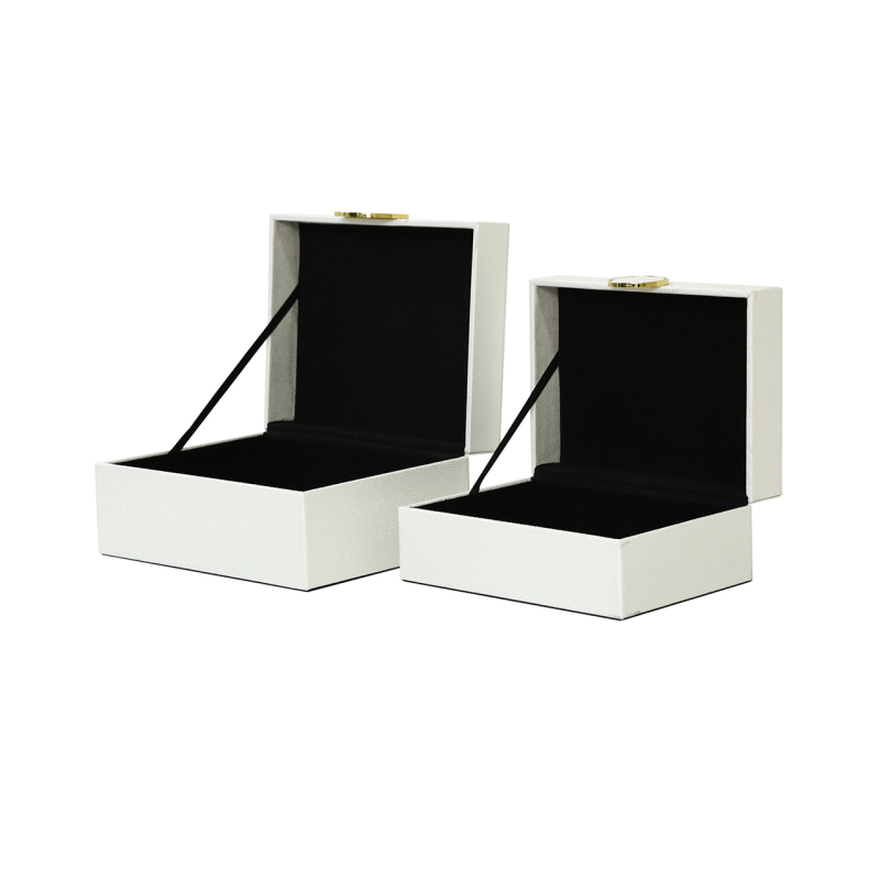 Chimes - Set of 2 Cream Faux Leather Jewellery Boxes