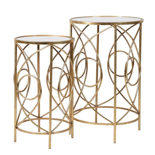 Saskia Set of 2 Mirrored Top Gold Side Tables