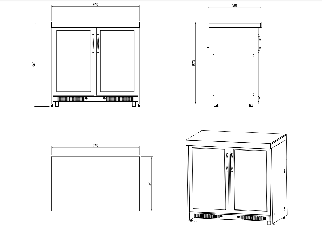 Whistler Grills - Fairford Double Fridge Cabinet - Black