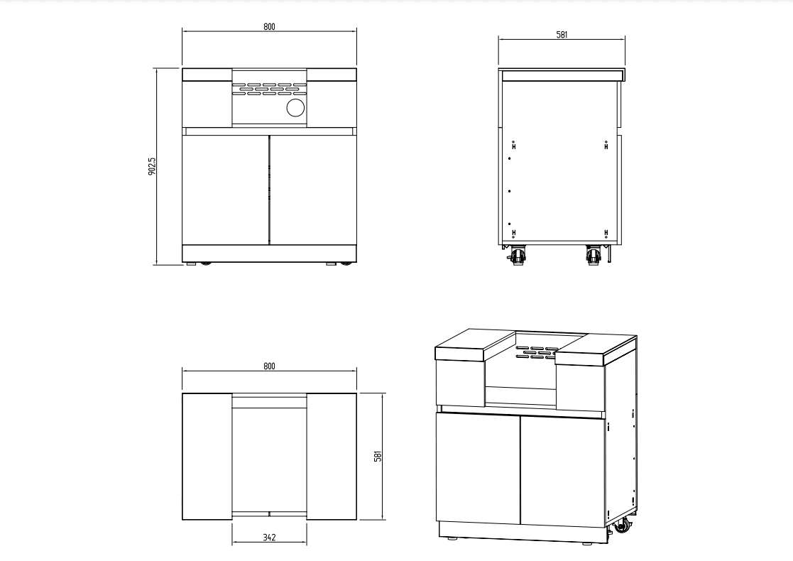 Whistler Grills - Fairford Side Burner Cabinet - Grey