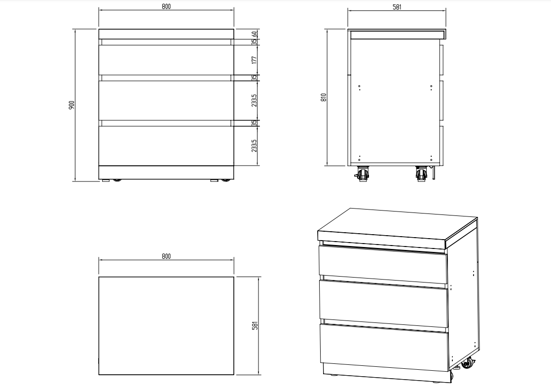 Whistler Grills - Fairford Triple Drawer Cabinet - Black