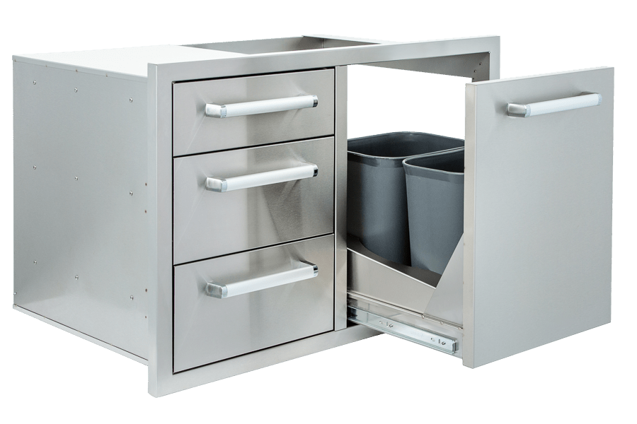 Whistler Grills - Burford Built-In Triple Drawer and Waste Bin Unit - Black