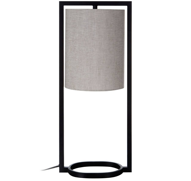 Luna Black Metal Table Lamp with Grey Shade