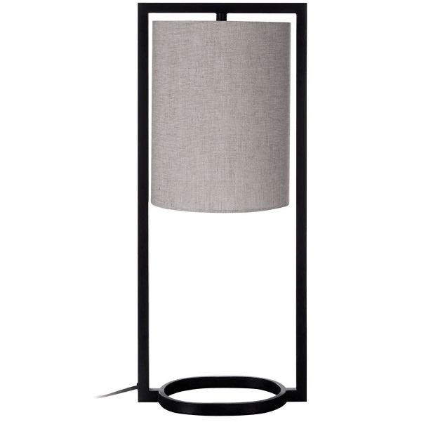 Luna Black Metal Table Lamp with Grey Shade