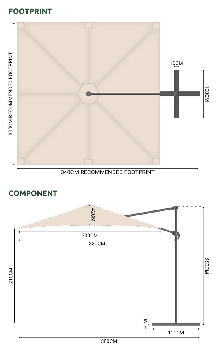 Nova - Genesis 3m Square Cantilever Parasol - Beige