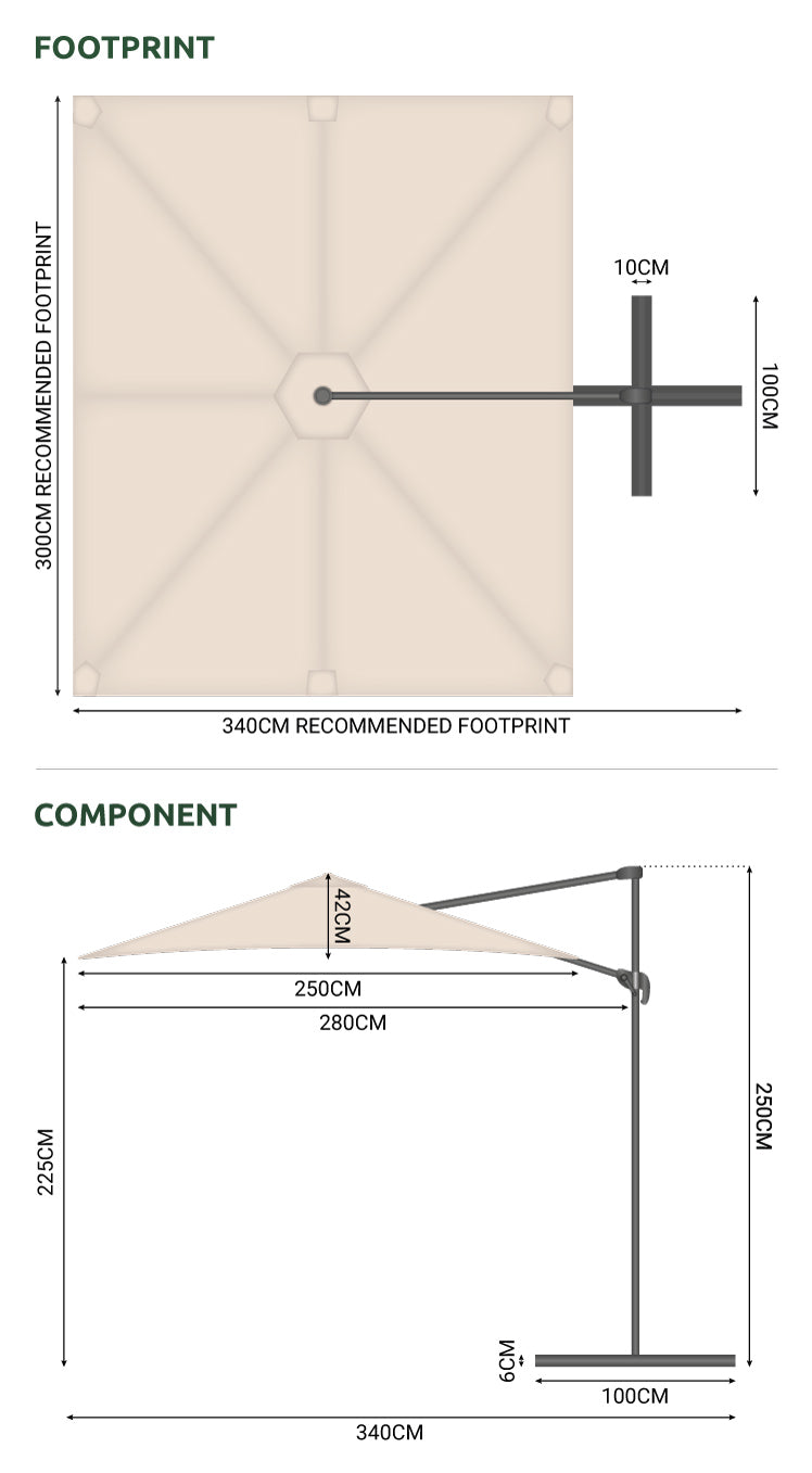 Nova - Genesis 3m x 2.5m Rectangular Cantilever Parasol - Beige