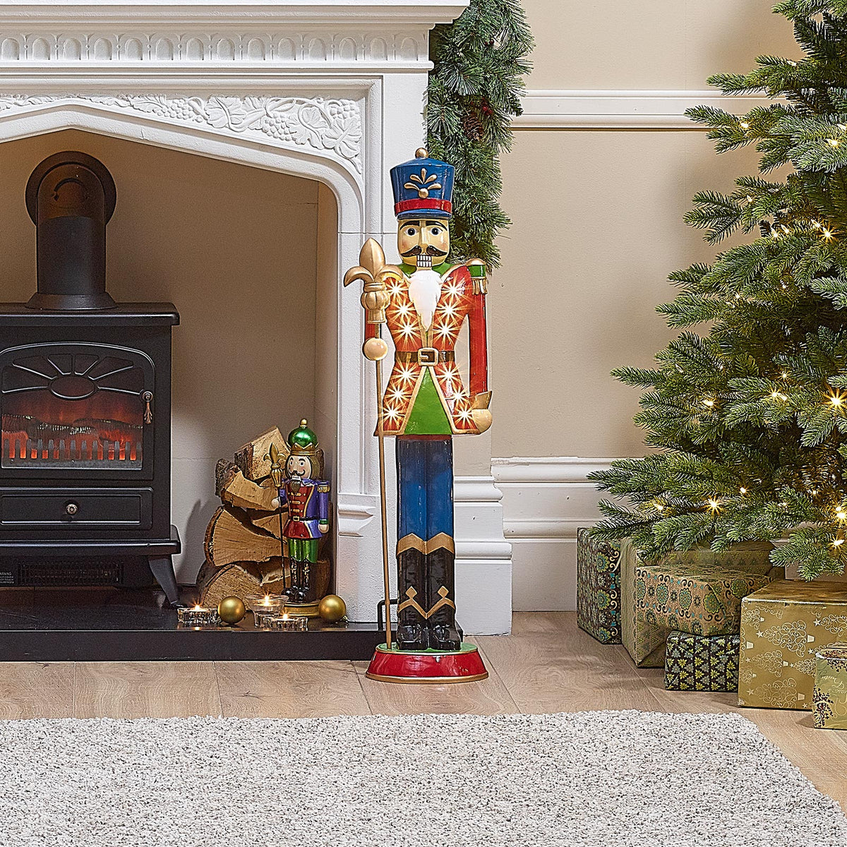 Norbert the 2ft Christmas Nutcracker with Staff - Red
