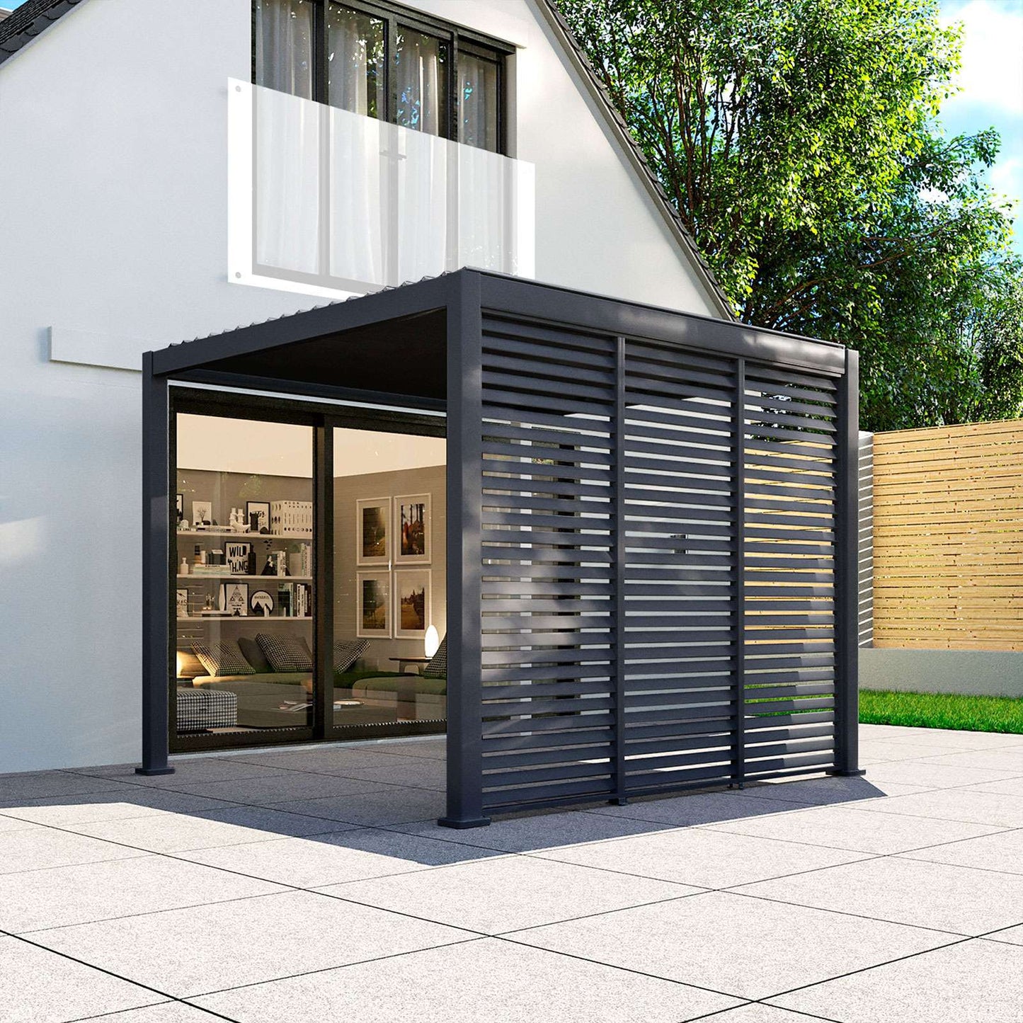 Nova - Titan 1m Aluminium Side Wall for 3m Titan Pergola - Grey